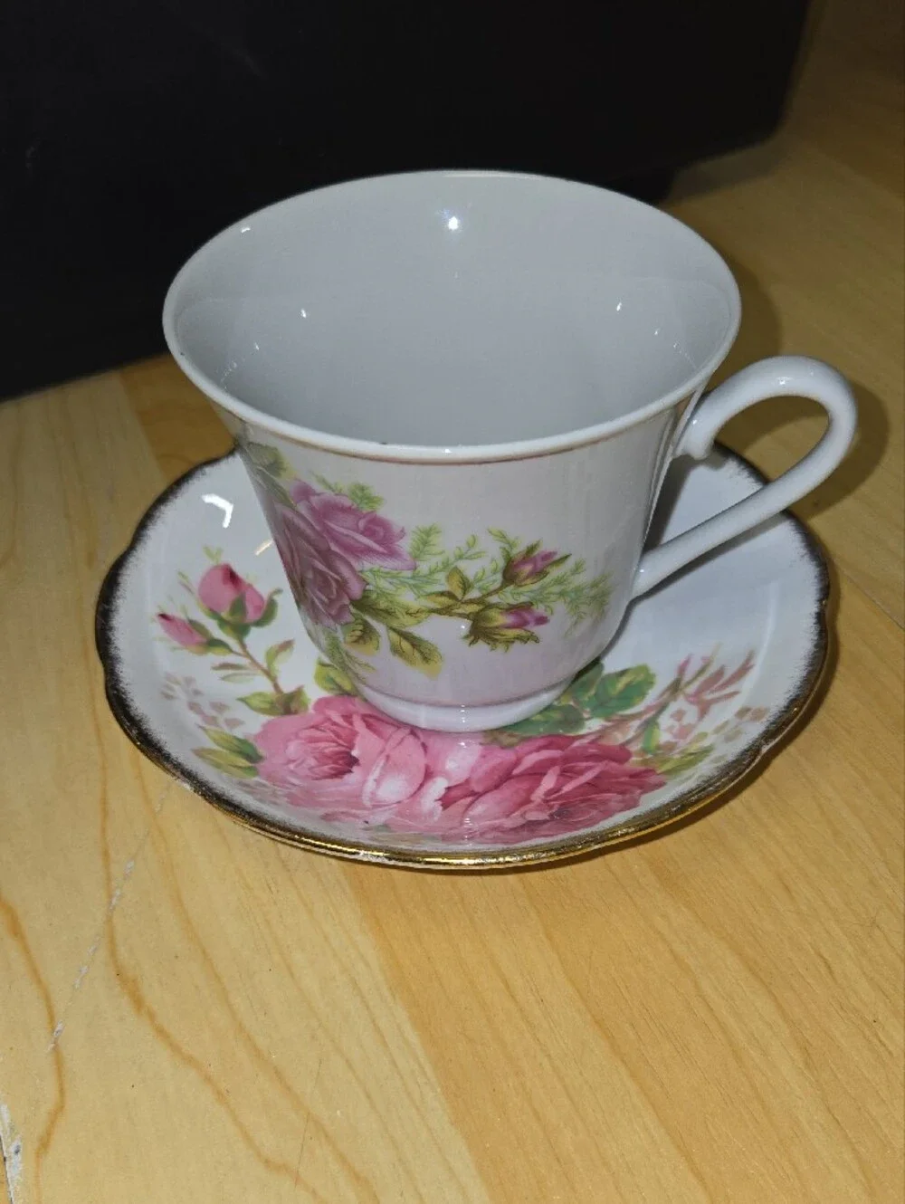 Vintage Fine Bone China Floral Teacup and Saucer Set